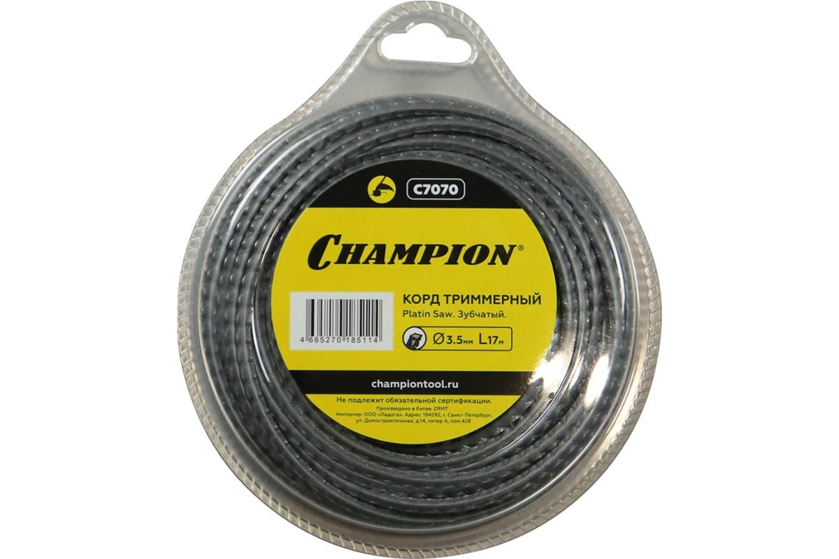 Champion C7070 корд триммерный 3,5мм х 17м (зубчатый) Platin Saw