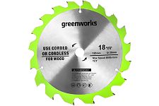 Greenworks 2955807 диск пильный по дереву 165х20х1,6/1,1мм 18Т, АТВ 20гр.