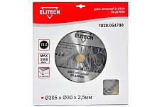 Elitech 1820.054700 диск пильный по дереву 305х30х2,5 Z72 твердосплавный