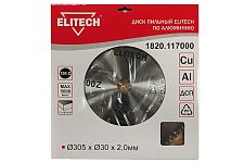 Elitech 1820.117000 диск пильный по алюминию 305х30 Z100