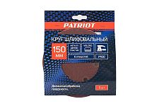 Patriot 820010121 листы шлифовальные на липучке 150мм Р60, 6 отверстий, 5шт.
